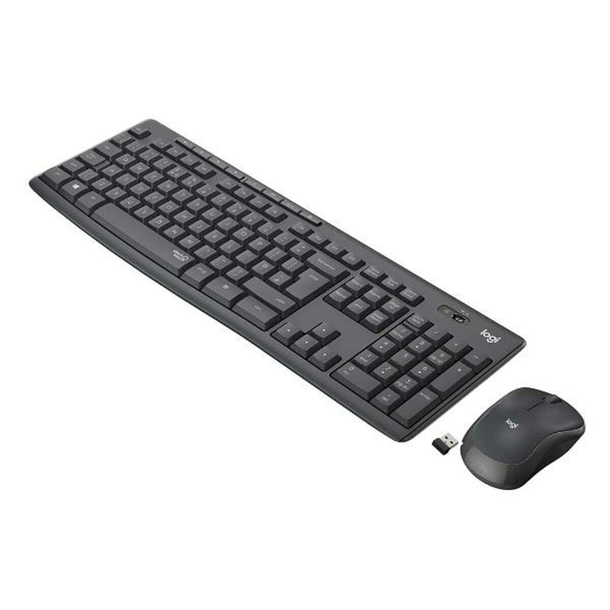 Teclado e Rato sem Fios Logitech Branco Preto Aço português