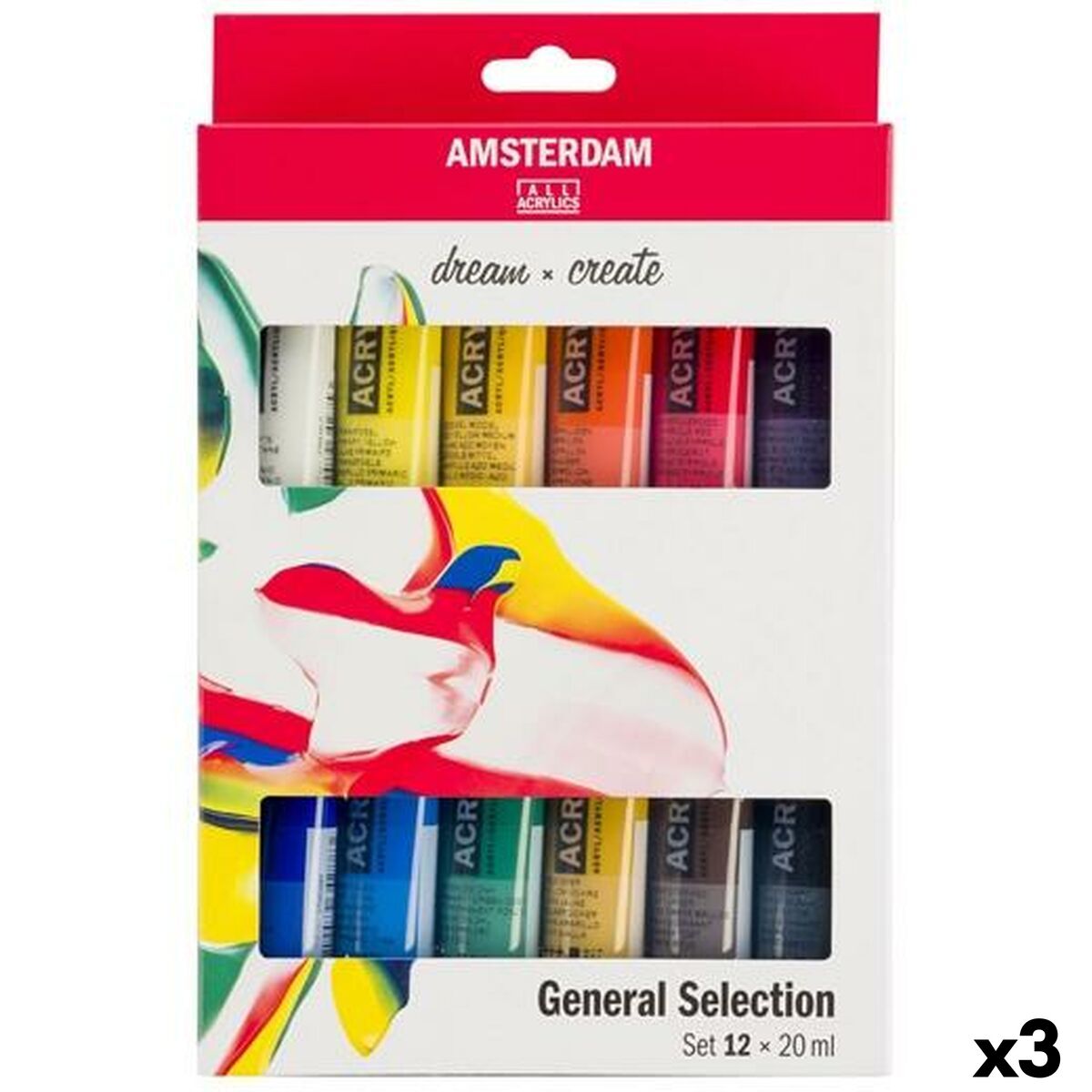 Conjunto de tintas acrílicas Talens Amsterdam Multicolor 20 ml 12 Peças (3 Unidades)