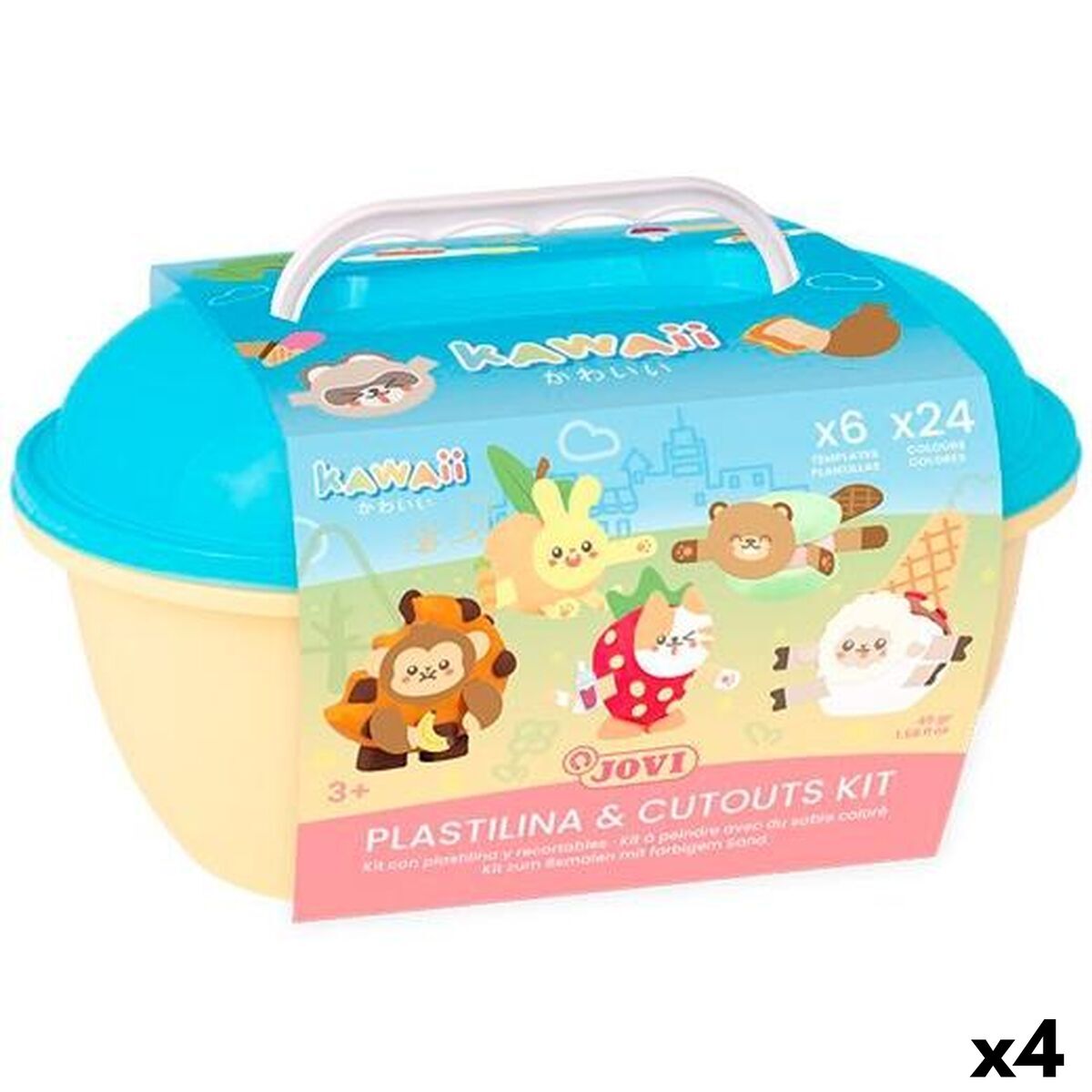Jogo de Plasticina Jovi KAWAII AIR DRY Multicolor (4 Unidades)