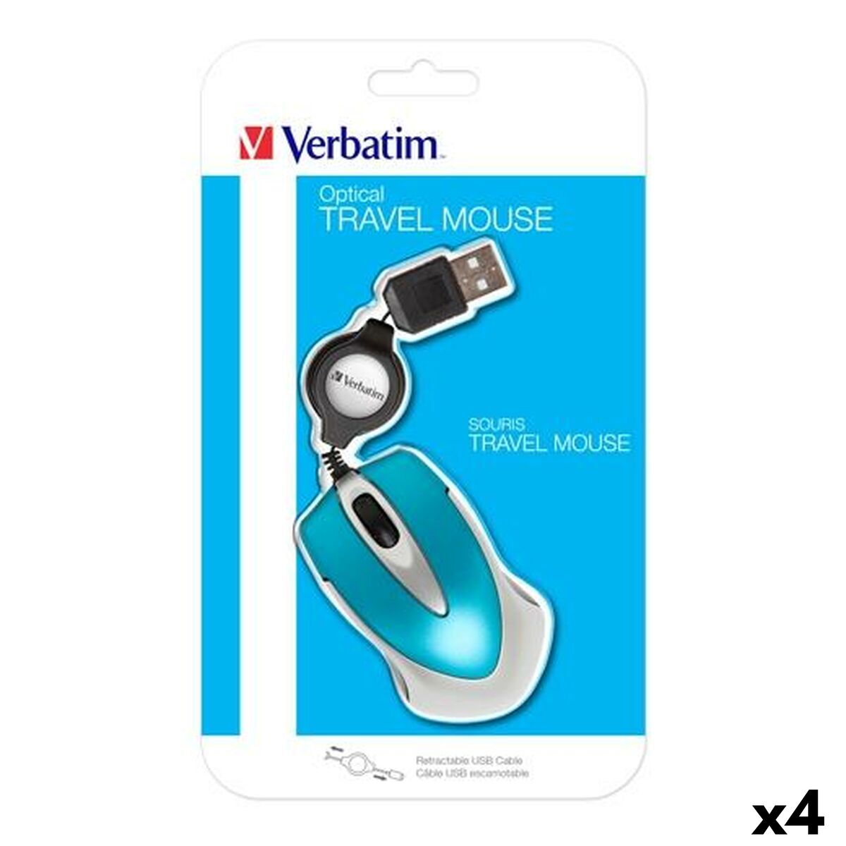Rato Verbatim GO MINI Azul Preto 1000 dpi (4 Unidades)