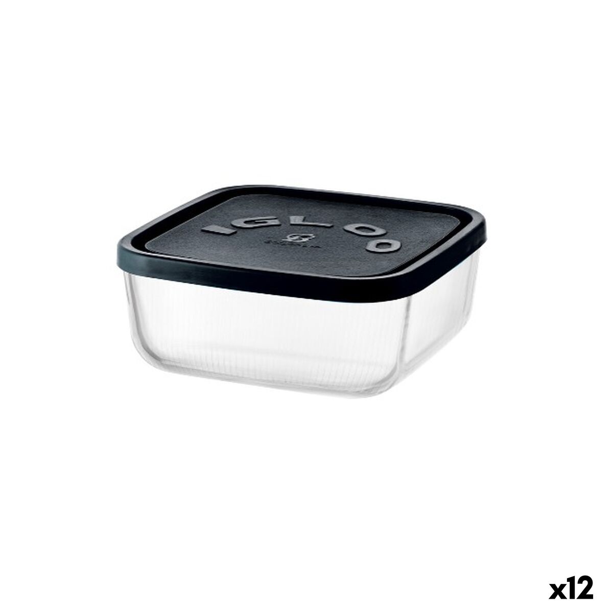 Lancheira Borgonovo Igloo lines Preto Transparente Vidro 960 ml (12 Unidades)