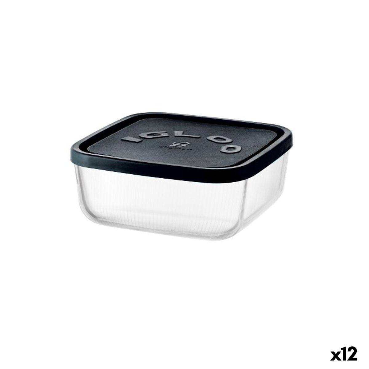 Lancheira Borgonovo Igloo lines Preto Transparente Vidro 1,8 L (12 Unidades)