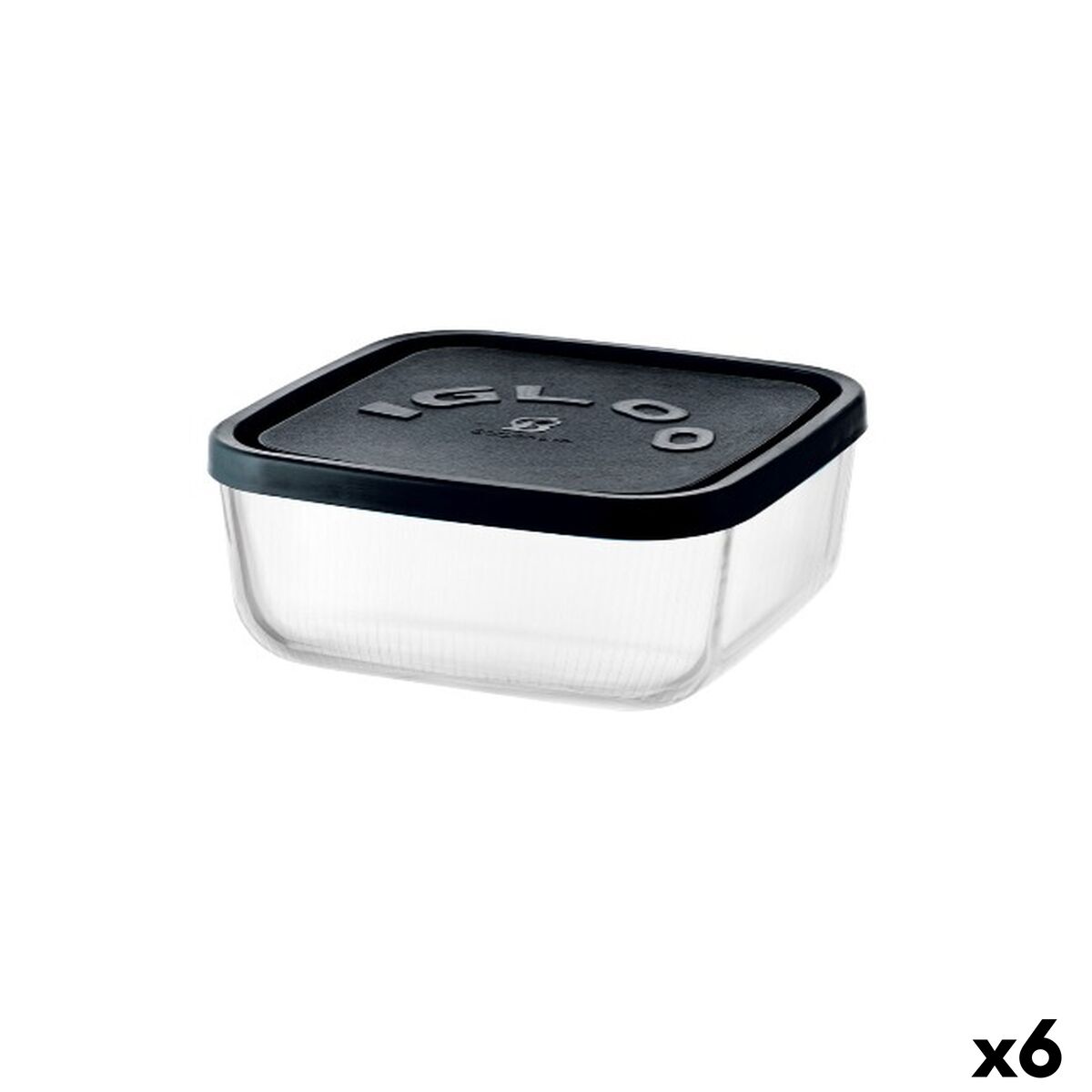 Lancheira Borgonovo Igloo lines Preto Transparente Vidro 3,2 L (6 Unidades)