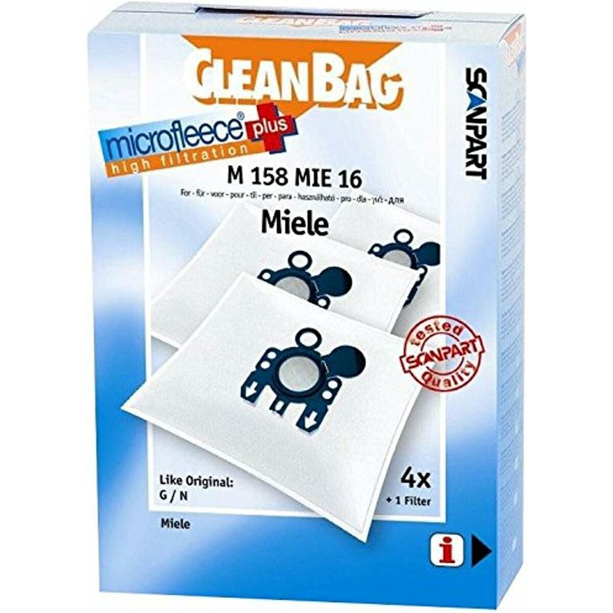 Bolsa Sobresselente para Aspirador Scanpart M 158 MIE 16 Typ G, N MIELE 4UD