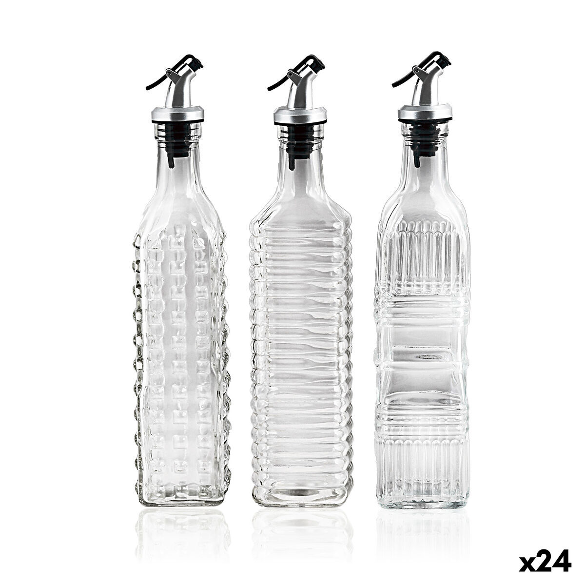 Galheteiro La Mediterránea Transparente Prateado Vidro 500 ml (24 Unidades)