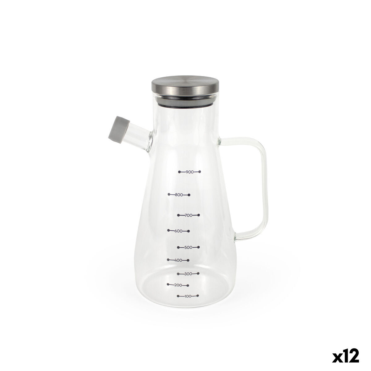 Galheteiro La Mediterránea Transparente Prateado Silicone Aço Vidro de Borosilicato 900 ml (12 Unidades)