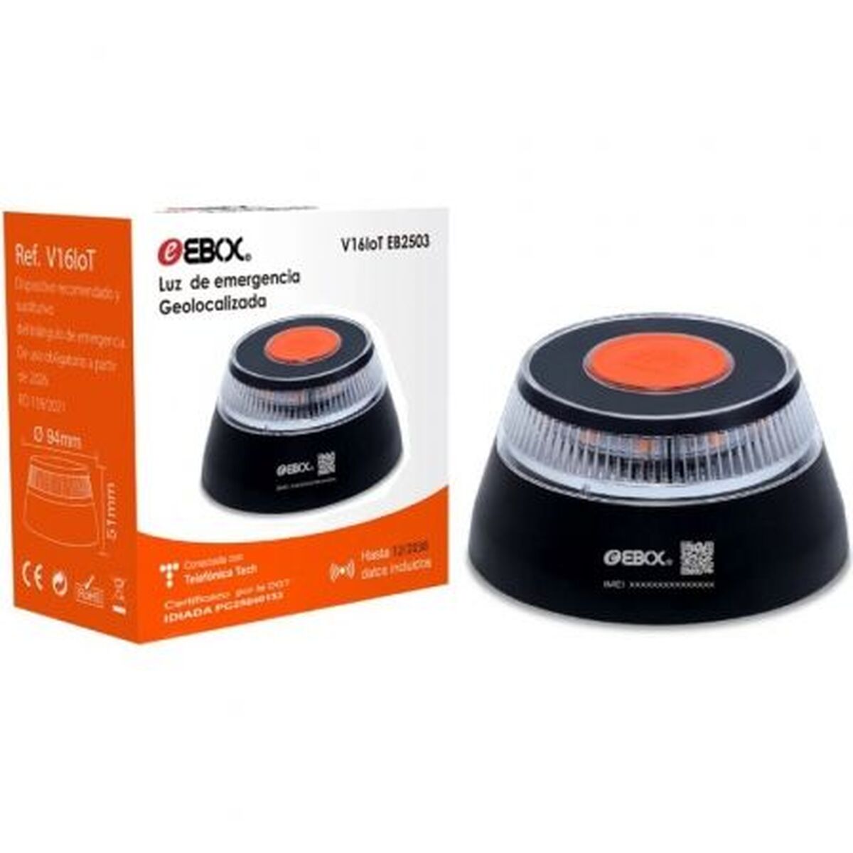 Baliza de Emergência V16 conectada DGT 3.0 Ebox EB2503