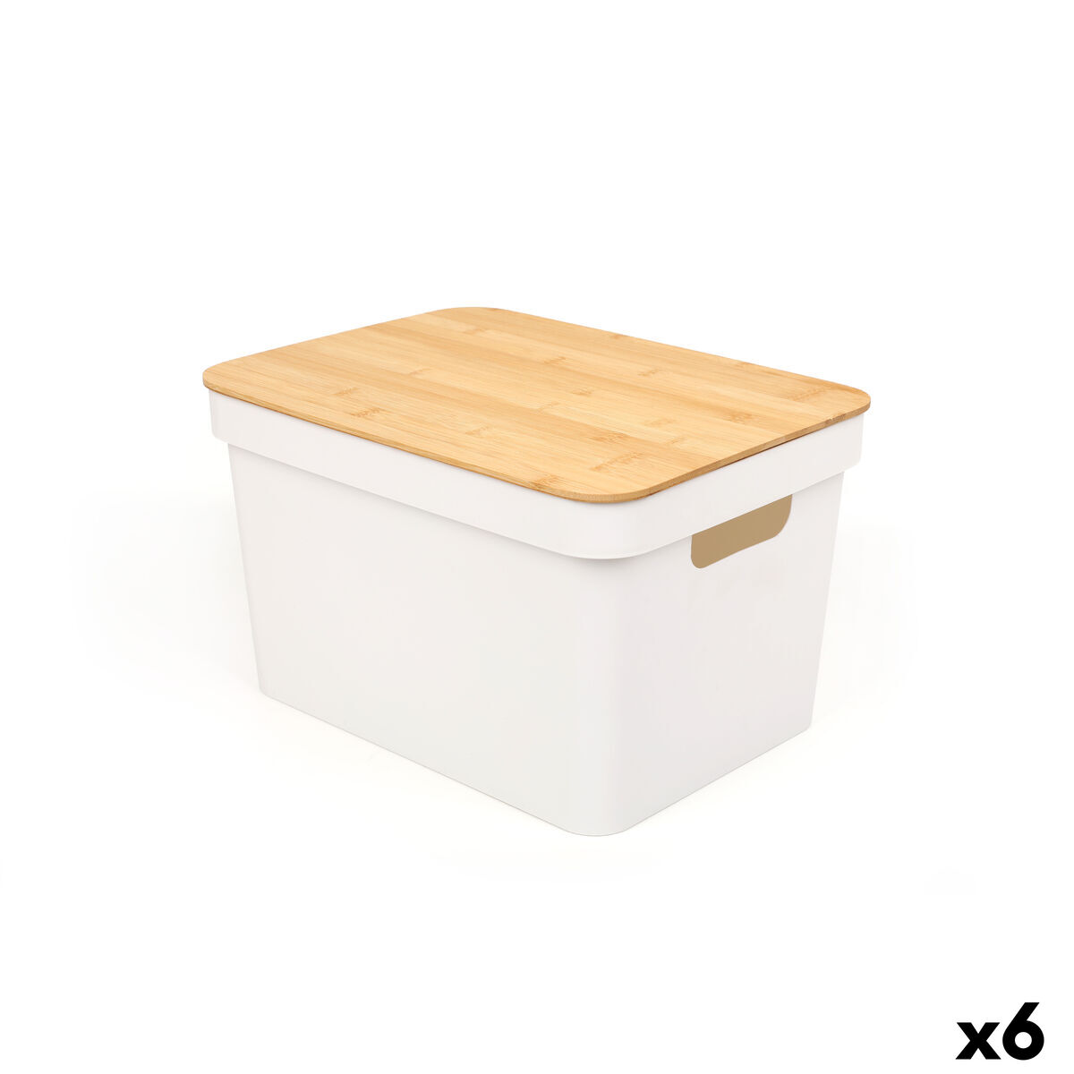 Caixa Multiusos La Mediterránea Branco Castanho Bambu Plástico (6 Unidades)