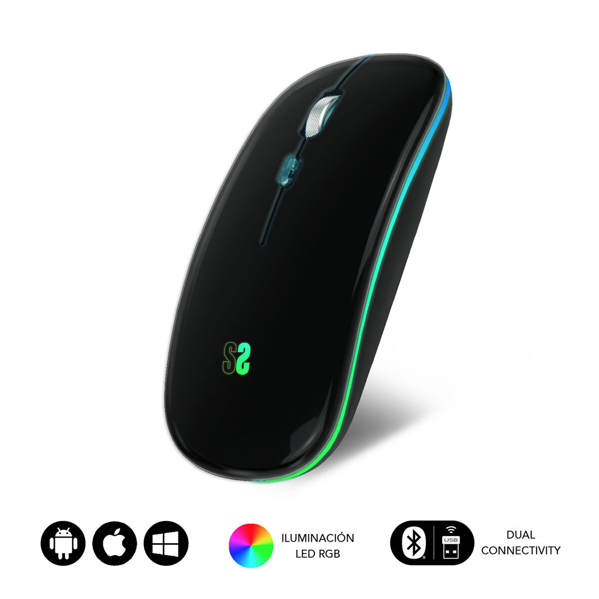 Rato Bluetooth sem Fios Subblim SUBMO-LDFLAT1 Preto 1600 dpi