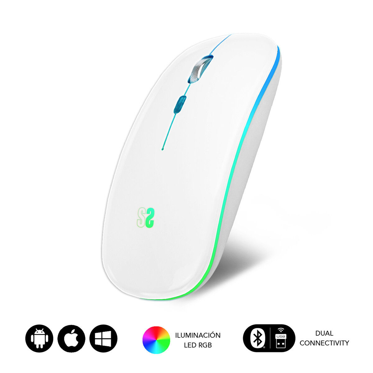 Rato Bluetooth sem Fios Subblim SUBMO-LDFLAT2 Branco 1600 dpi