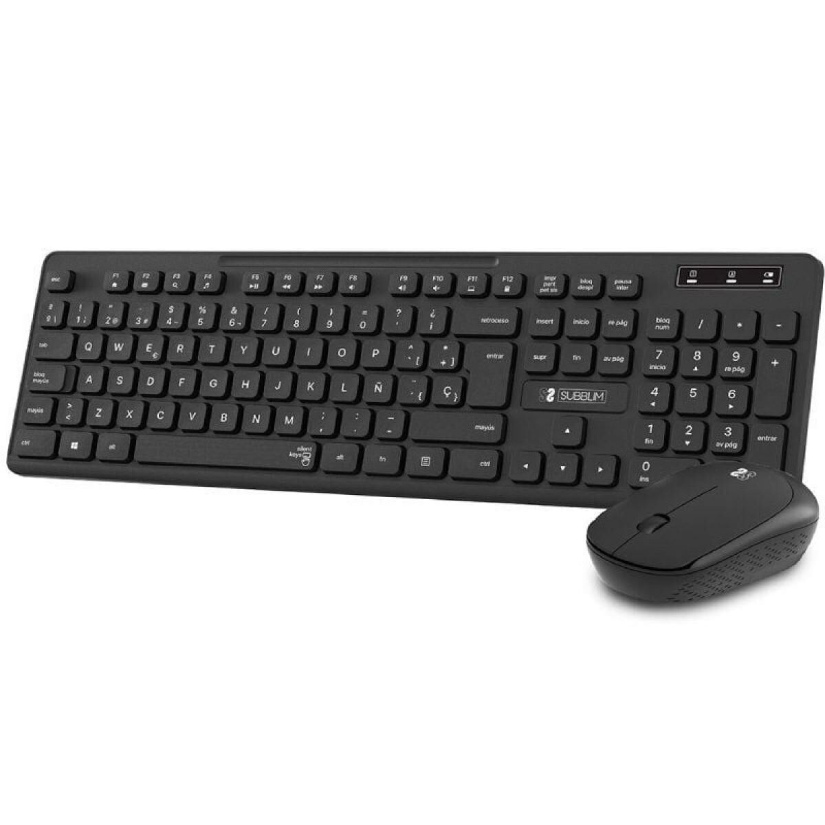 Teclado e Rato sem Fios Subblim SUBKBC-CSSW10 Preto Qwerty espanhol QWERTY
