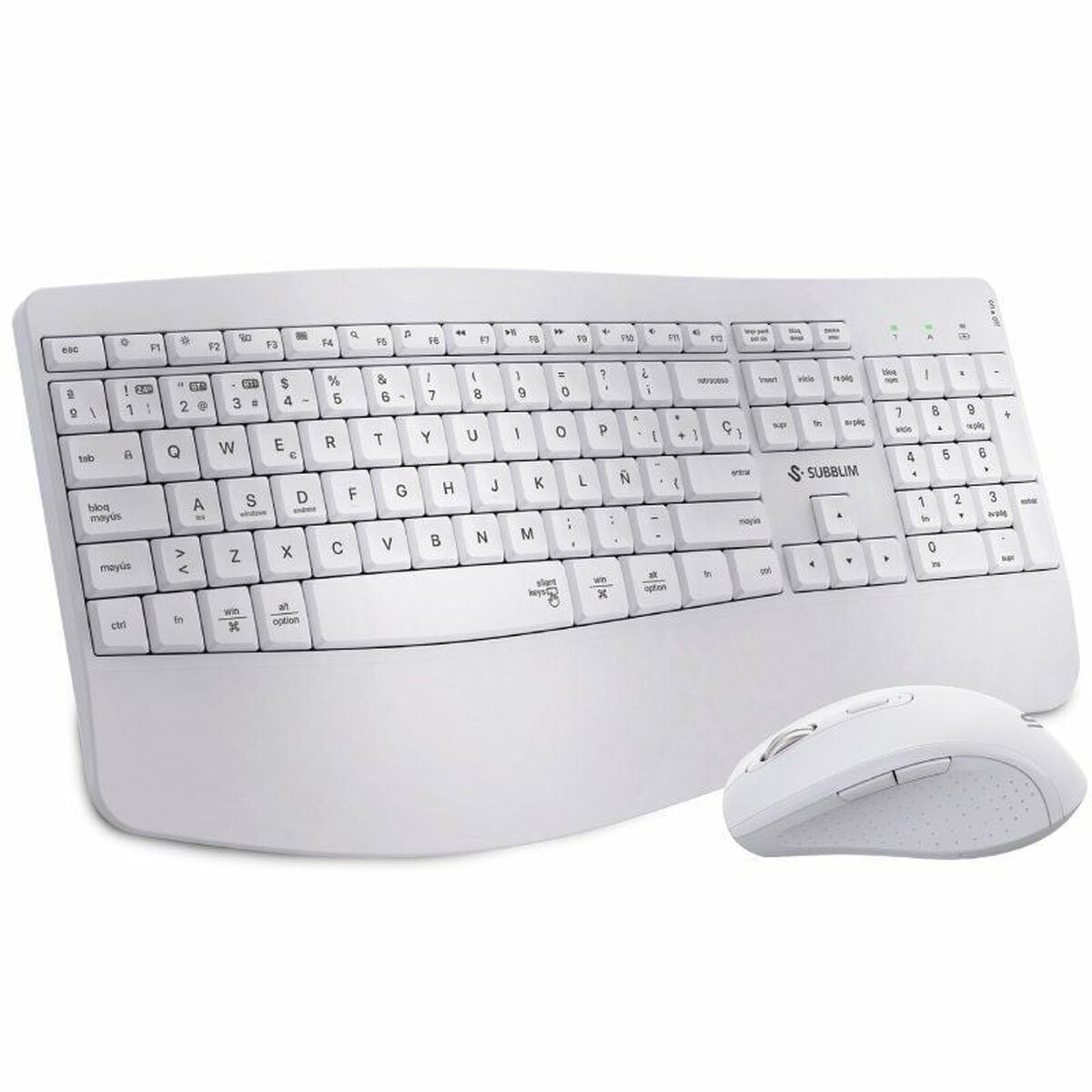 Teclado e Rato Subblim SUBKBC-DCOPW1 Branco Espanhol Qwerty espanhol QWERTY