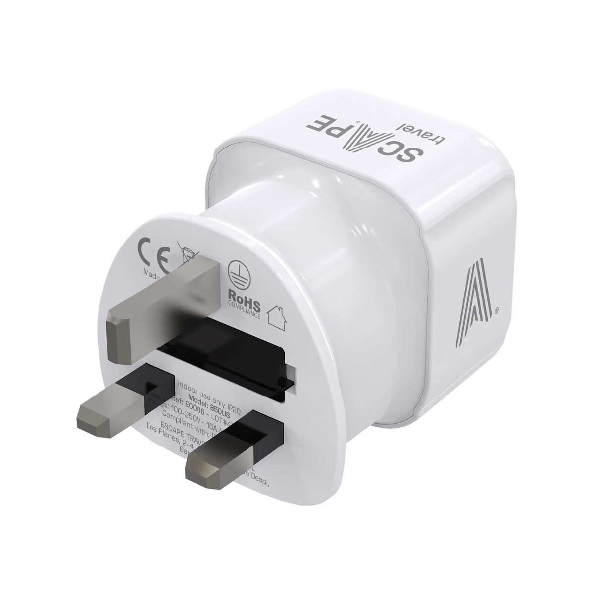 Extensão elétrica Scape Travel 850UK Plástico 13 A