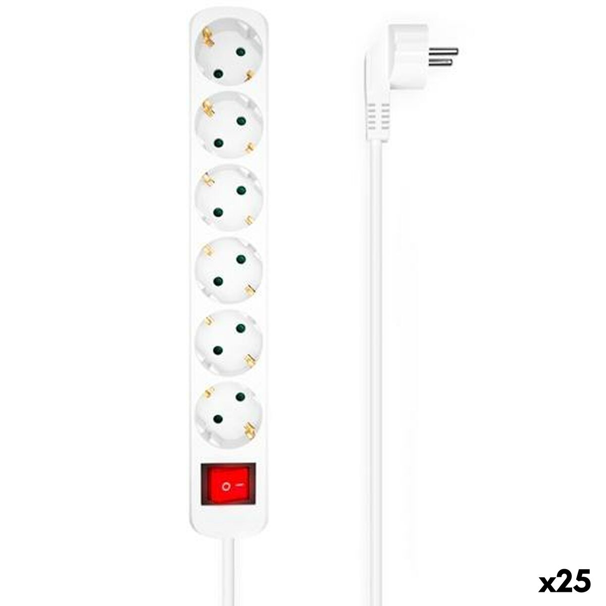 Extensão com 6 Tomadas com Interruptor Aisens Branco (1,4 m) (25 Unidades)