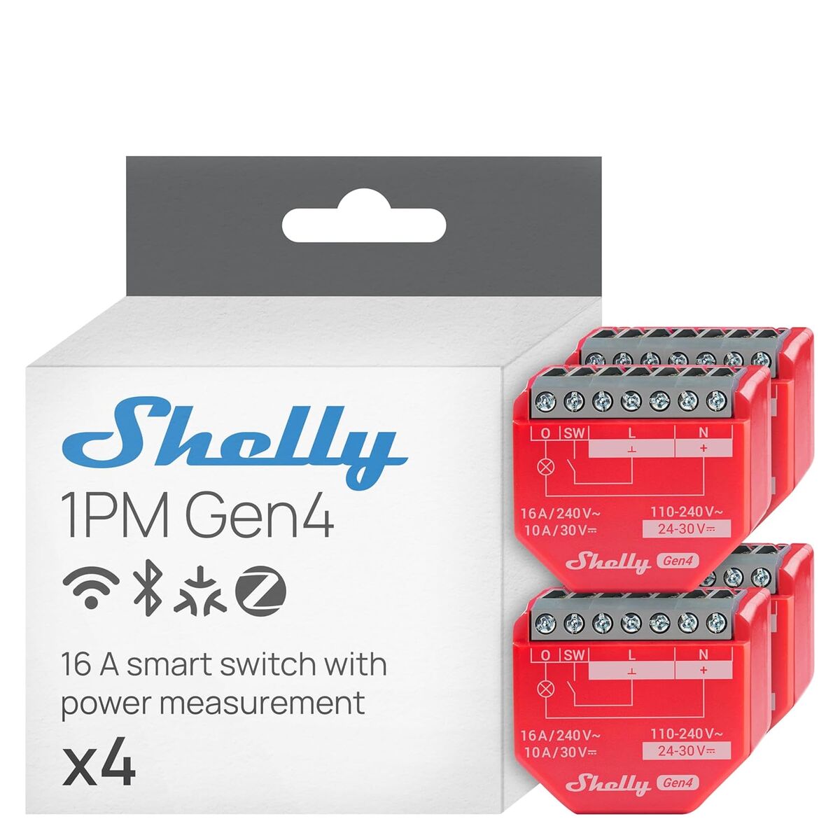 Tomada Inteligente Shelly SHELLY 1PM GEN4 4-PACK Wi-Fi 230 V 16 A (4 Unidades)