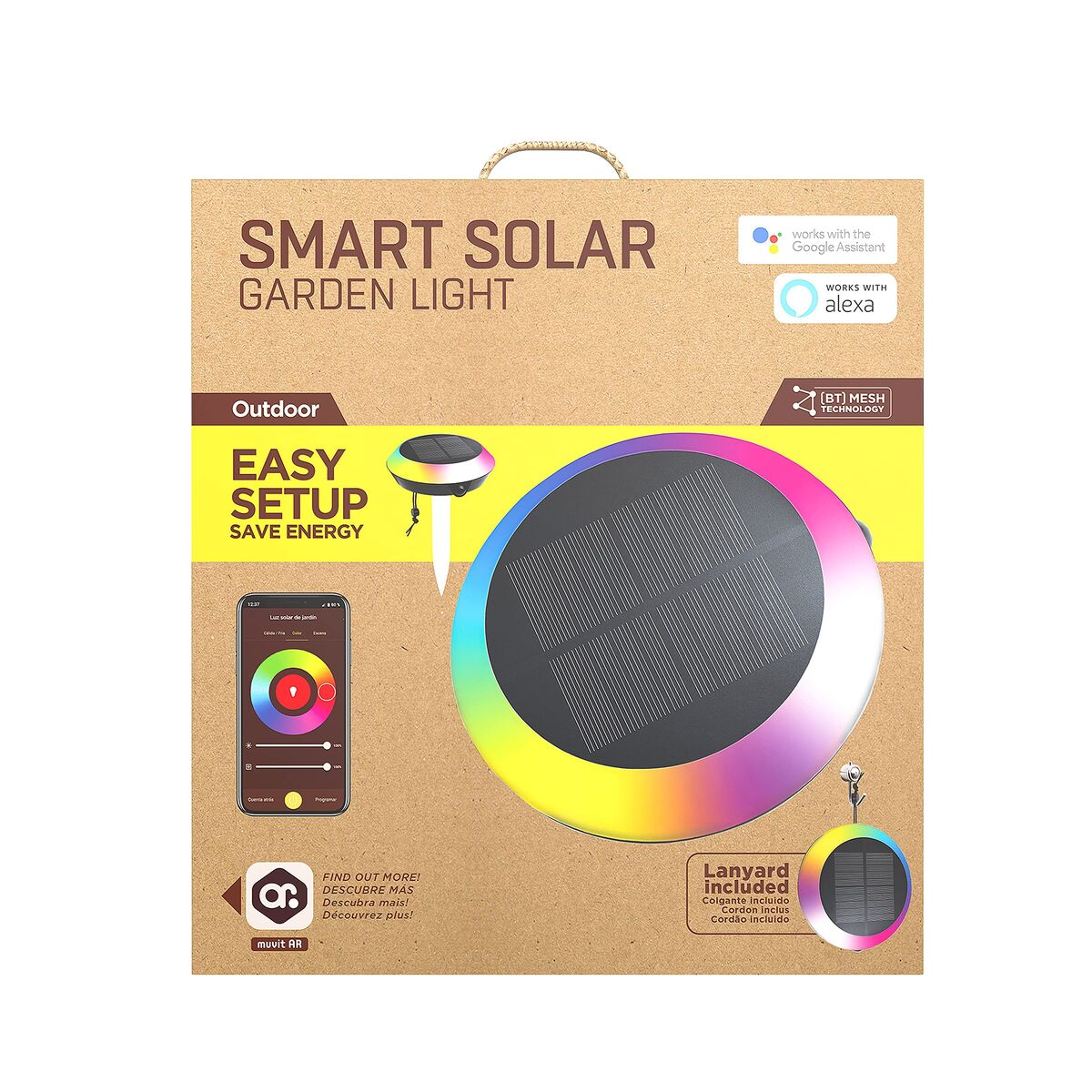 Lâmpada solar Muvit MIOSGL001 G 1,5 W Branco Multicolor E27 IP65 RGB (2700 K) (6500 K)