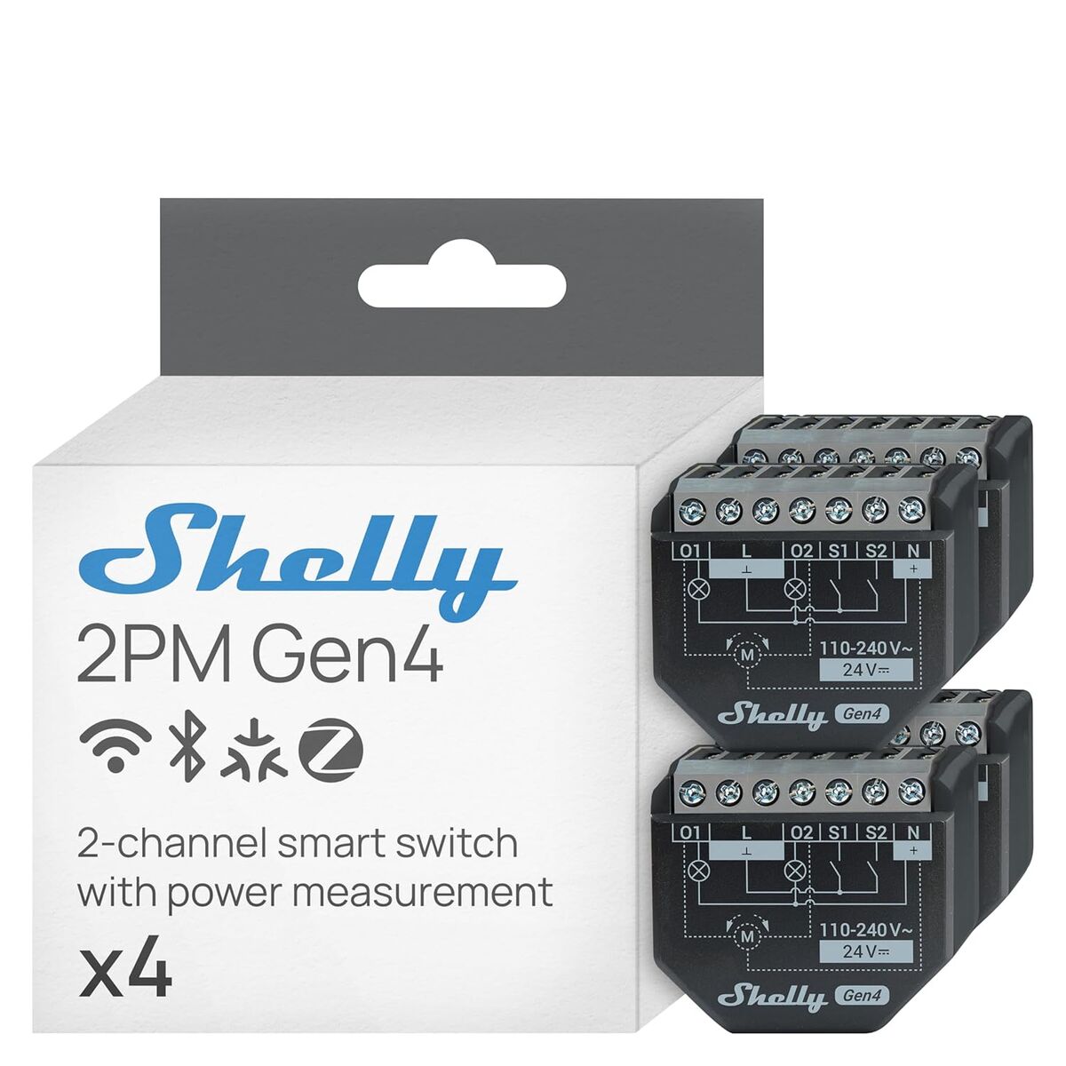 Tomada Inteligente Shelly SHELLY 2PM GEN4 X4 Wi-Fi 230 V 10 A (4 Unidades)