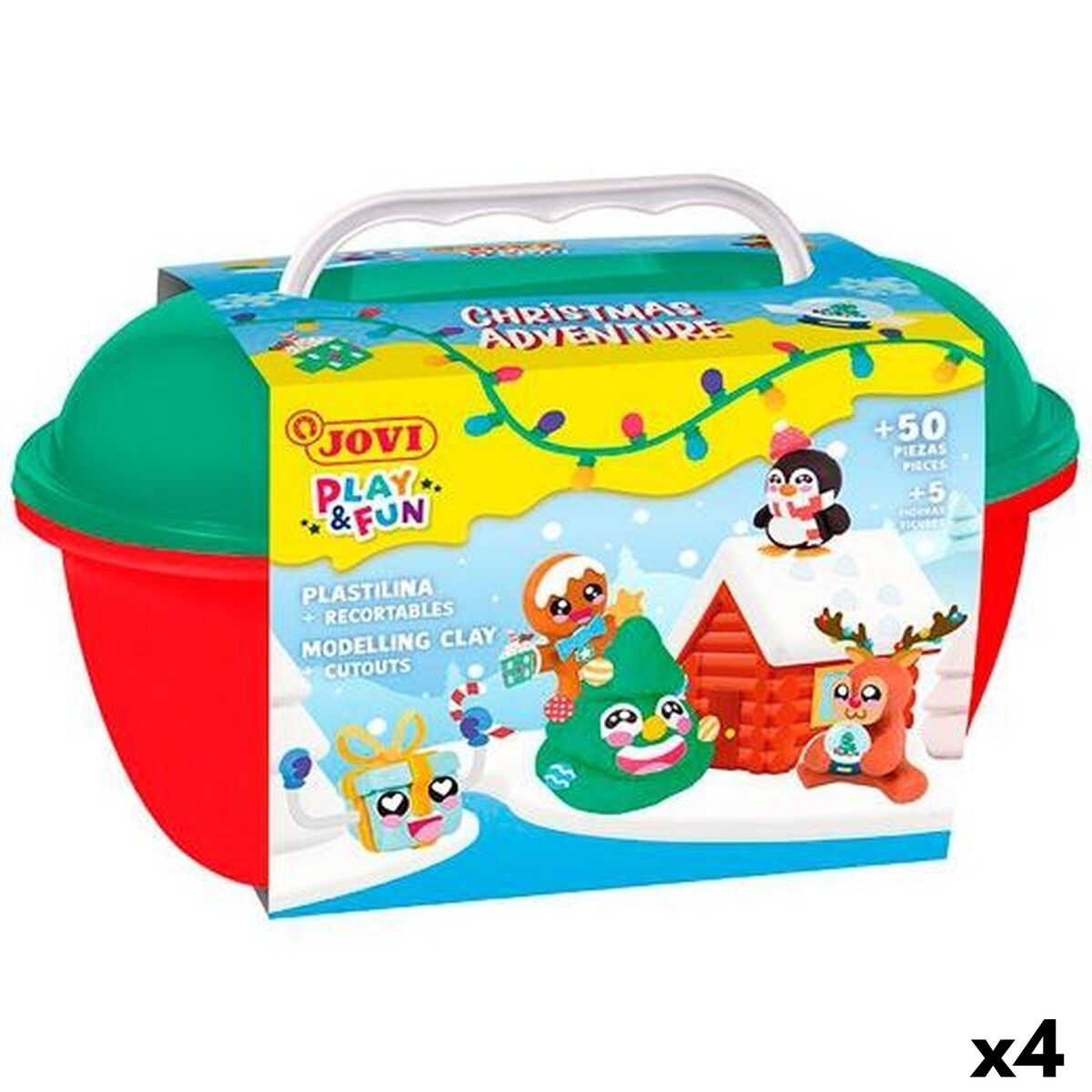 Jogo de Plasticina Jovi PLAY&FUN Christmas Adventure Multicolor (4 Unidades)