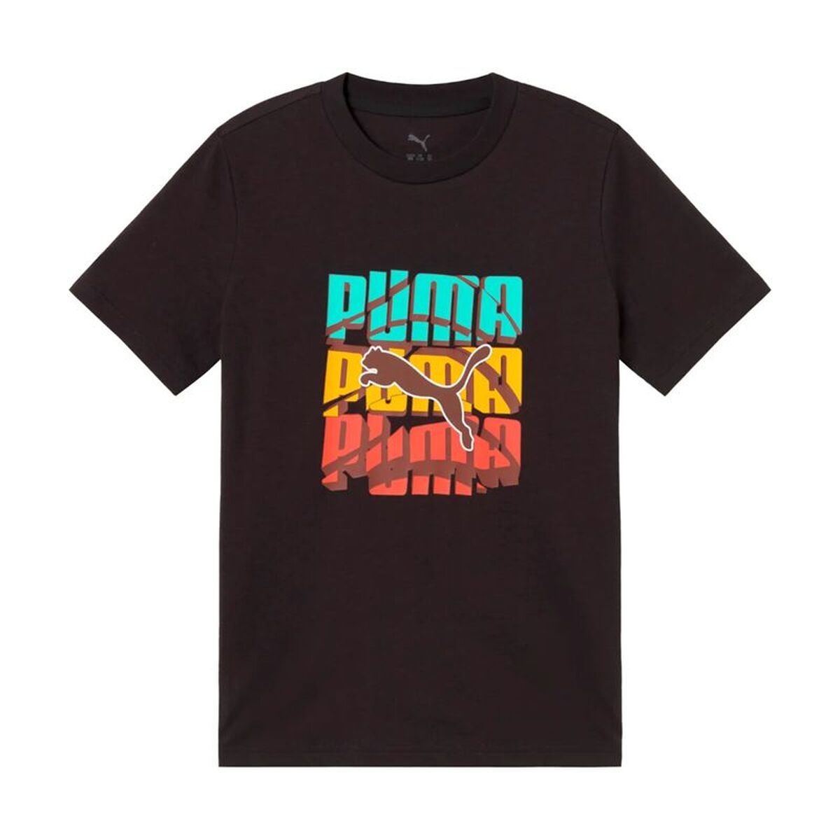 Camisola de Manga Curta Infantil Puma Graphic Logo Colour Preto