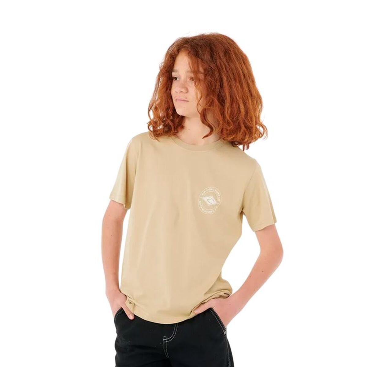 Camisola de Manga Curta Infantil Rip Curl Stapler Tee Bege