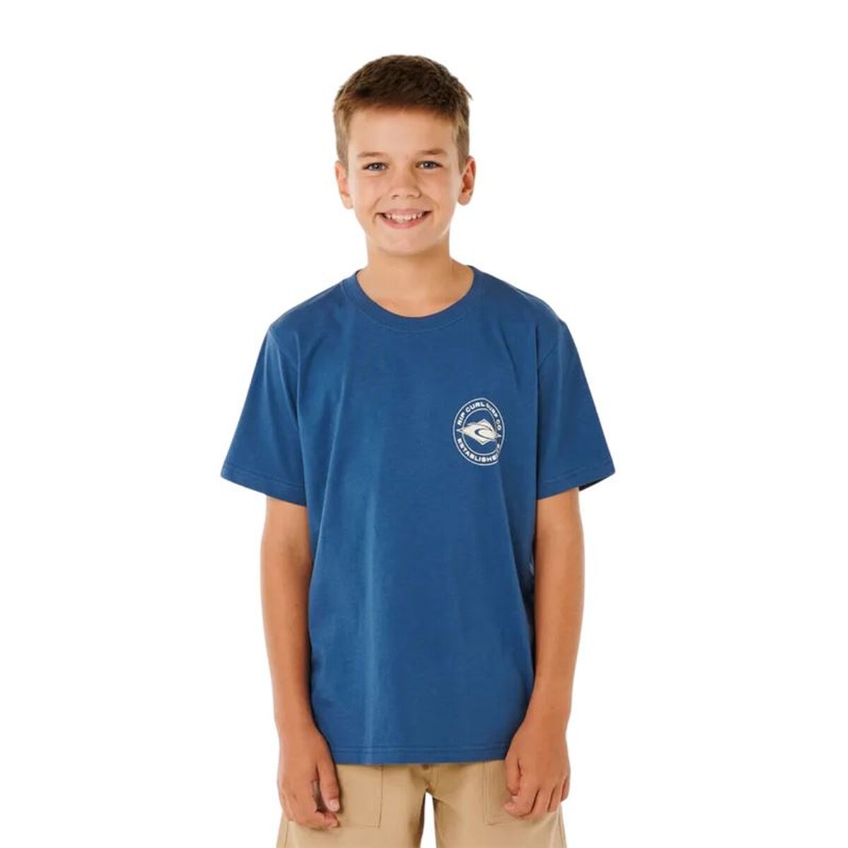 Camisola de Manga Curta Infantil Rip Curl Stapler Azul Azul Marinho