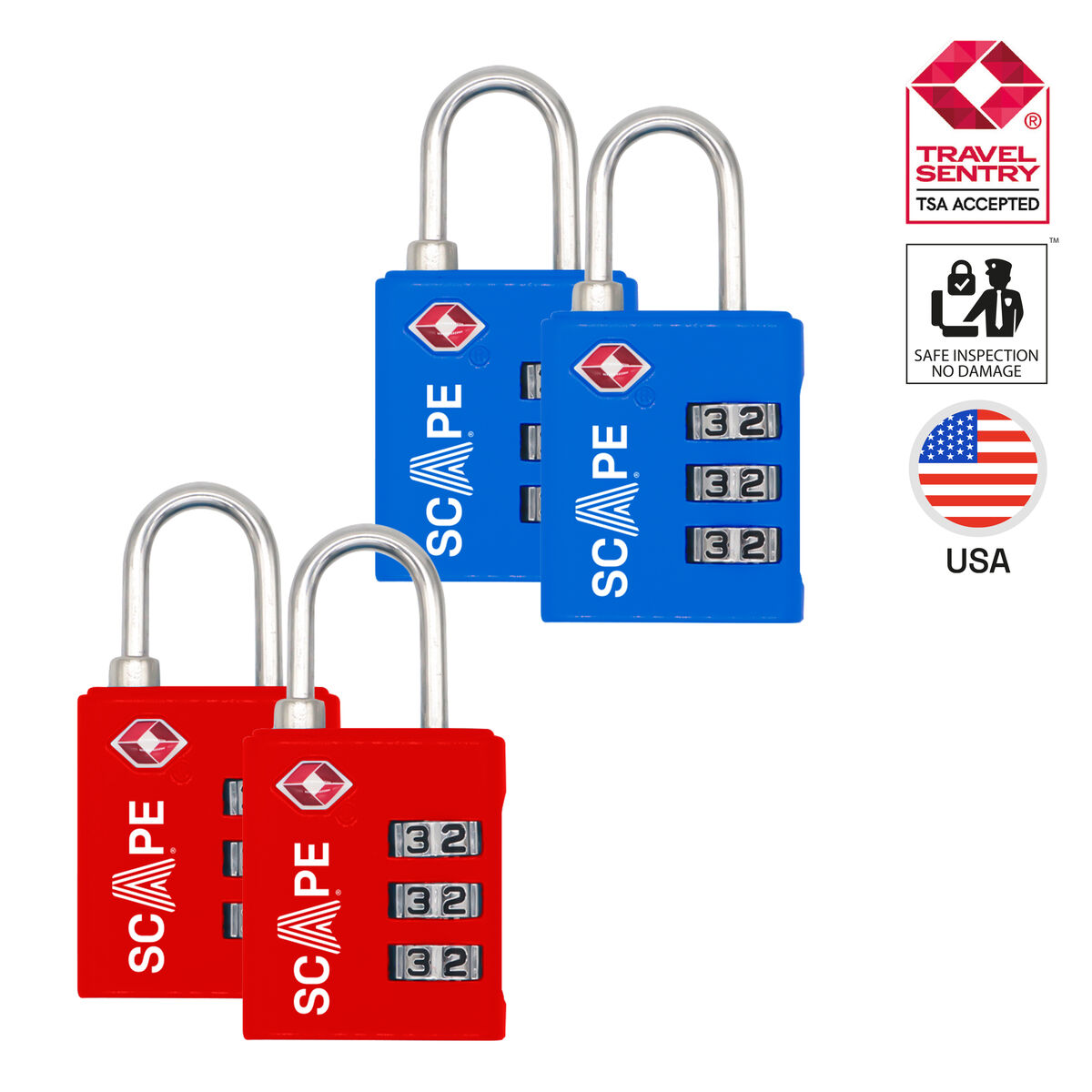 Cadeado com combinação Scape Travel TSA-001 2 Peças