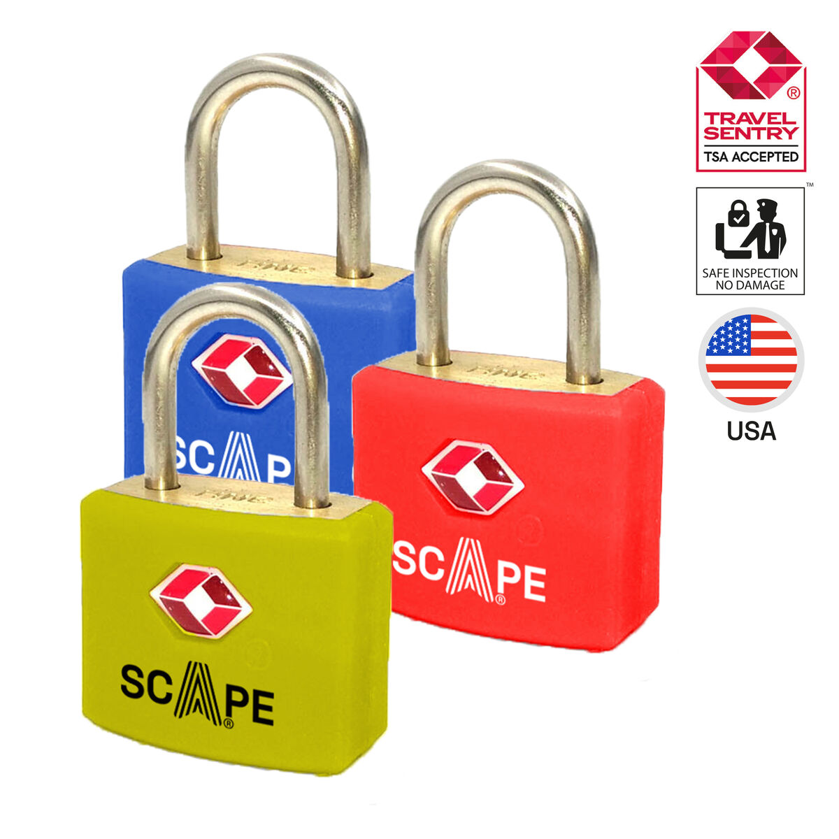 Cadeado com chave Scape Travel TSA-385 Metal Retangular