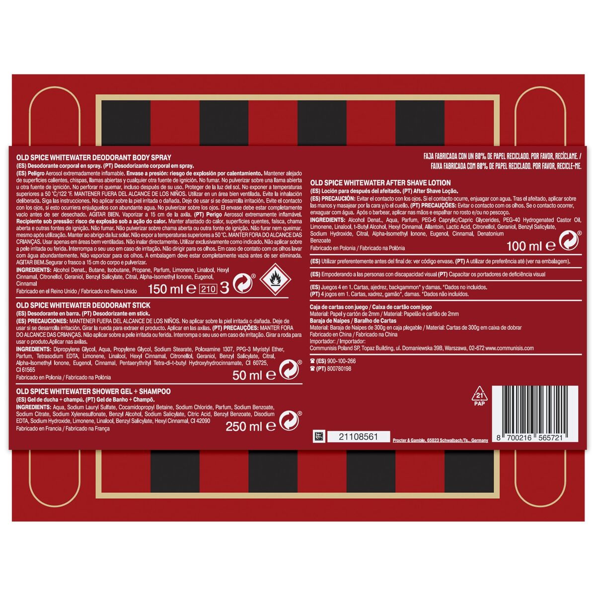 Gel de duche Old Spice WHITEWATER 4 Peças