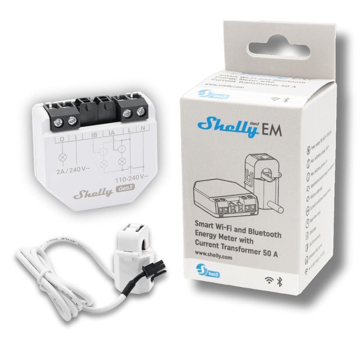 Módulo interruptor Wi-Fi Shelly EM GEN3 + 50 A CT