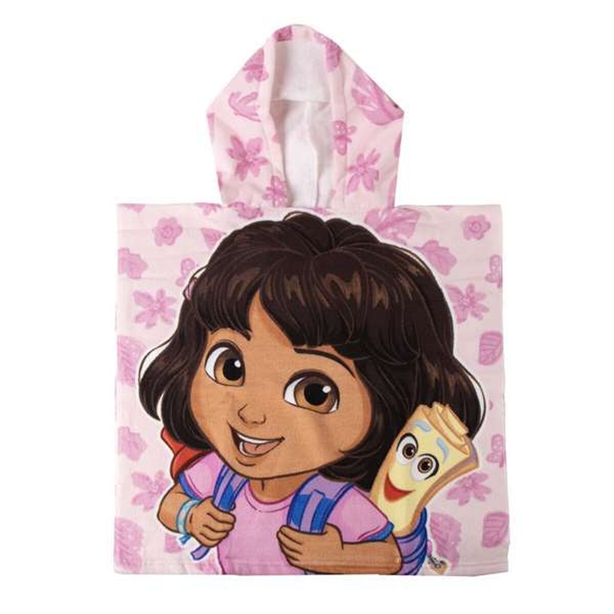 Poncho-Toalha com Capuz Dora The Explorer Rosa Claro 55 x 77 cm