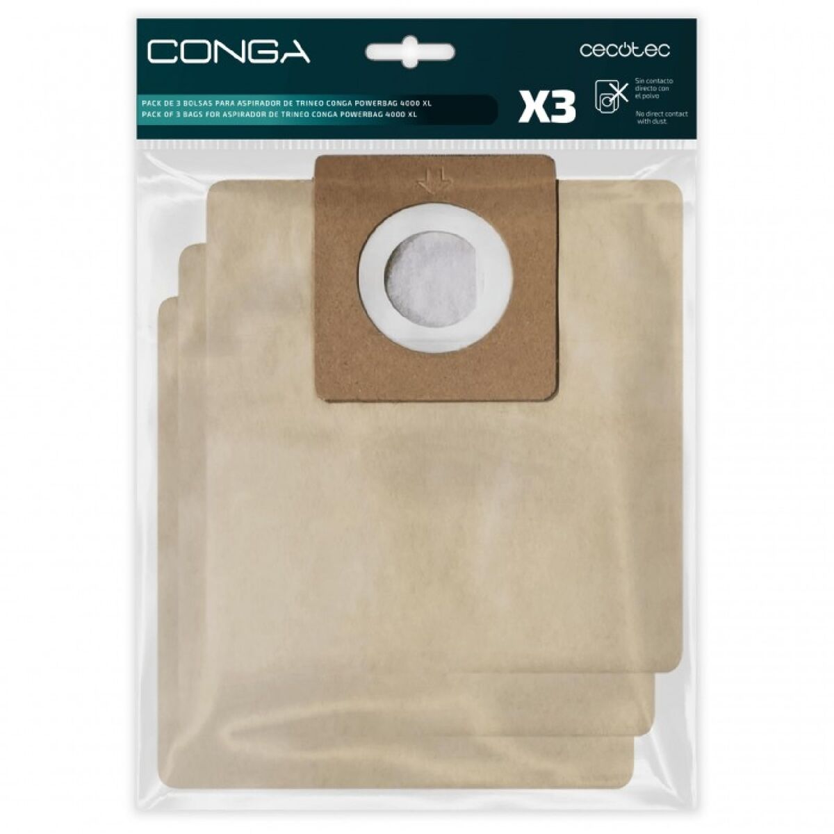 Bolsa de substituição Cecotec PowerBag 4000 XL pack 3 unid. castanho