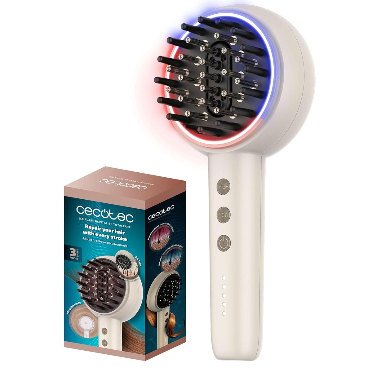 Escova Reparadora Cecotec Revitalize TotalCare Branco Preto