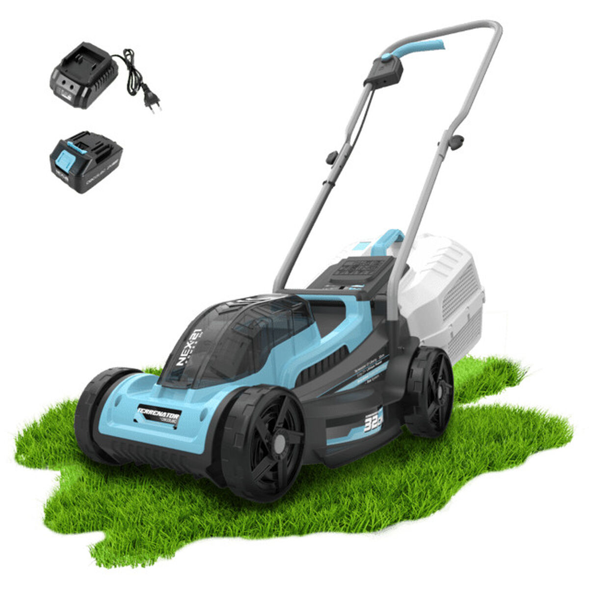 Cortador de relva a bateria Cecotec E1 Liberty 20V 32cm Brushless 30L altura ajustável 3em1