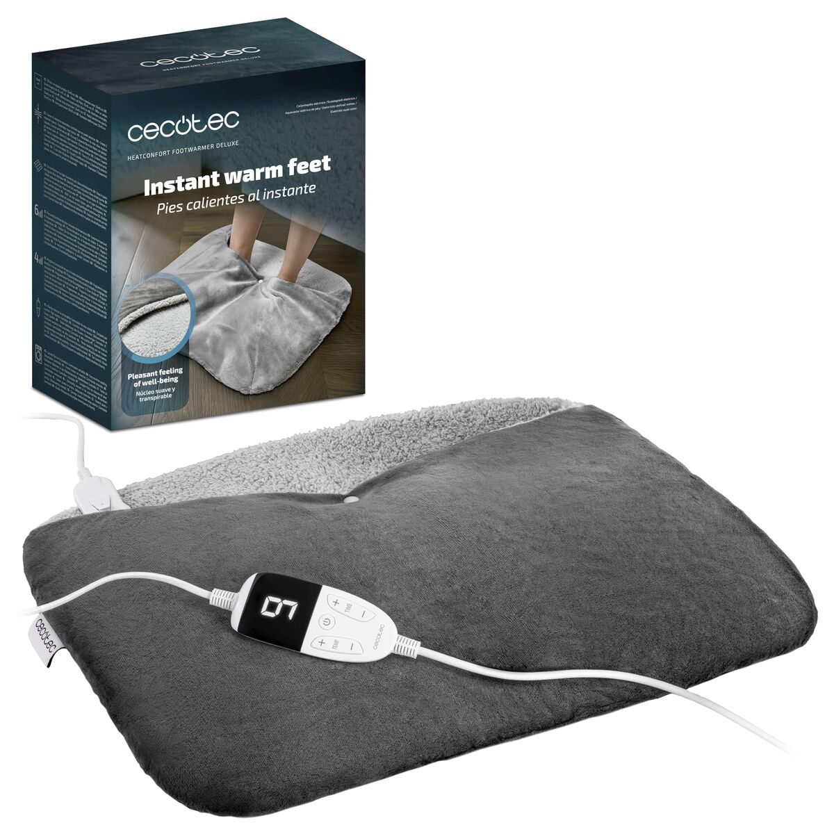 Cecotec Calientador de Pés HeatConfort Deluxe 55x45cm, 55W, 6 temp., cinza, poliéster