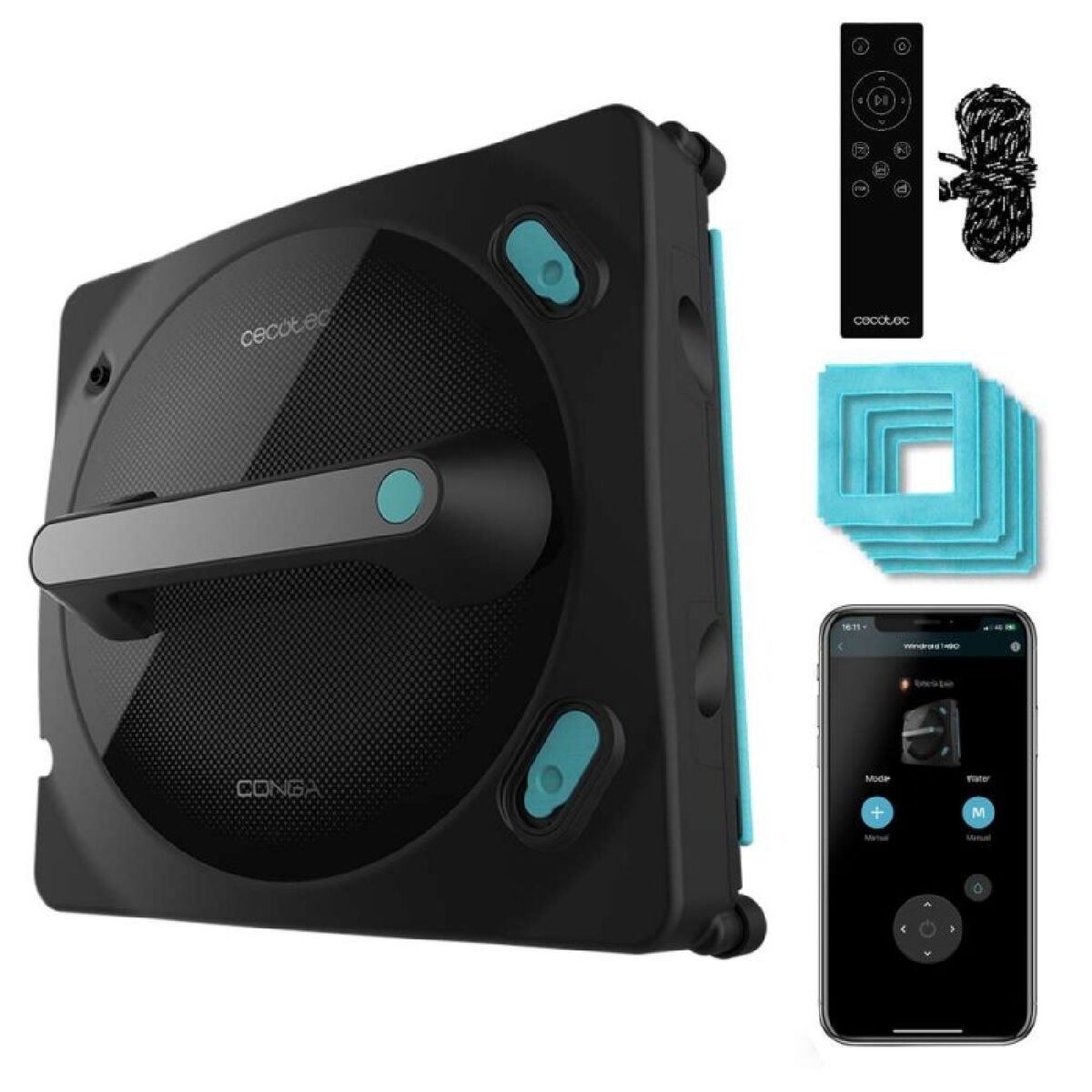 Cecotec Robot Limpa Vidros Inteligente Windroid 1490, controlo remoto, 72W, duplo spray
