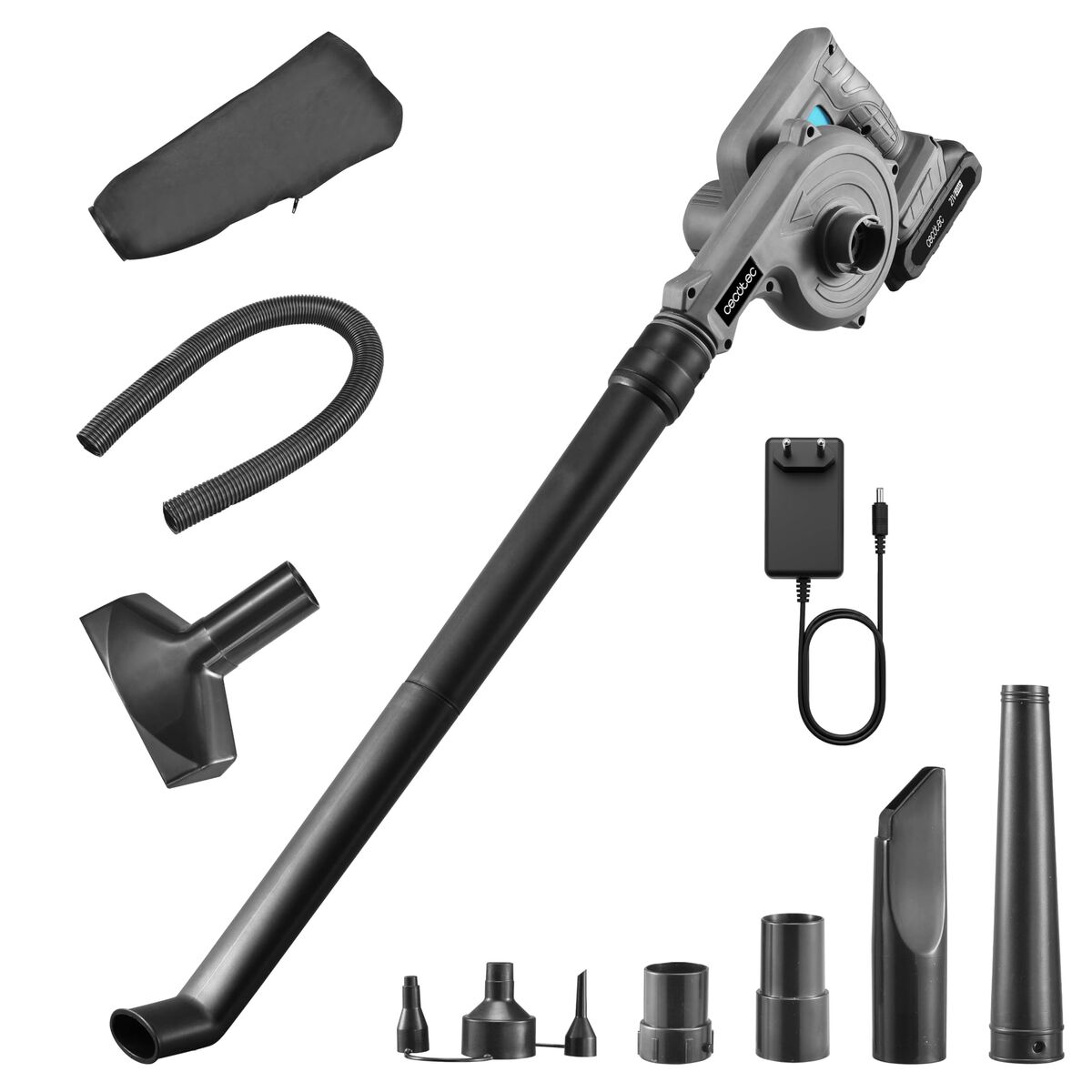 Soprador Cecotec AirForce 2120 FreeMove 21V multifunção aspira e infla preto
