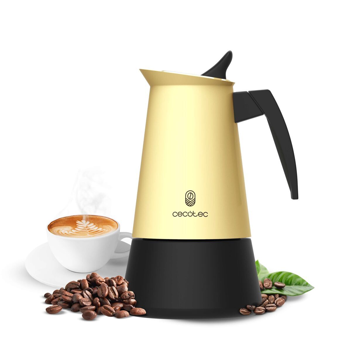 Cafeteira italiana Cecotec Piccolina 200 inox 2 chávenas 100ml bege antigota