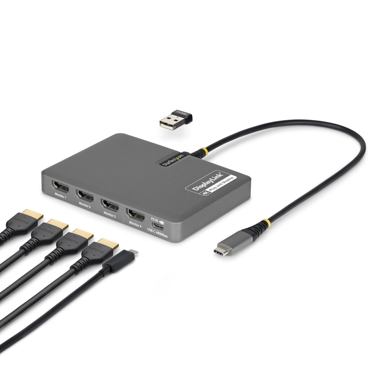 Cabo USB Startech QUAD-USB-HDMI-ADAPT Cinzento