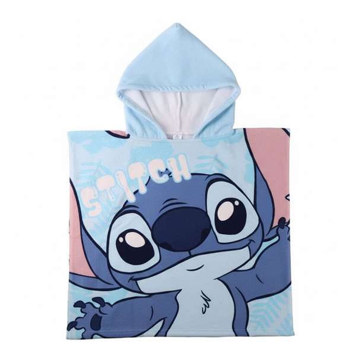 Poncho-Toalha com Capuz Stitch Azul 55 x 77 cm
