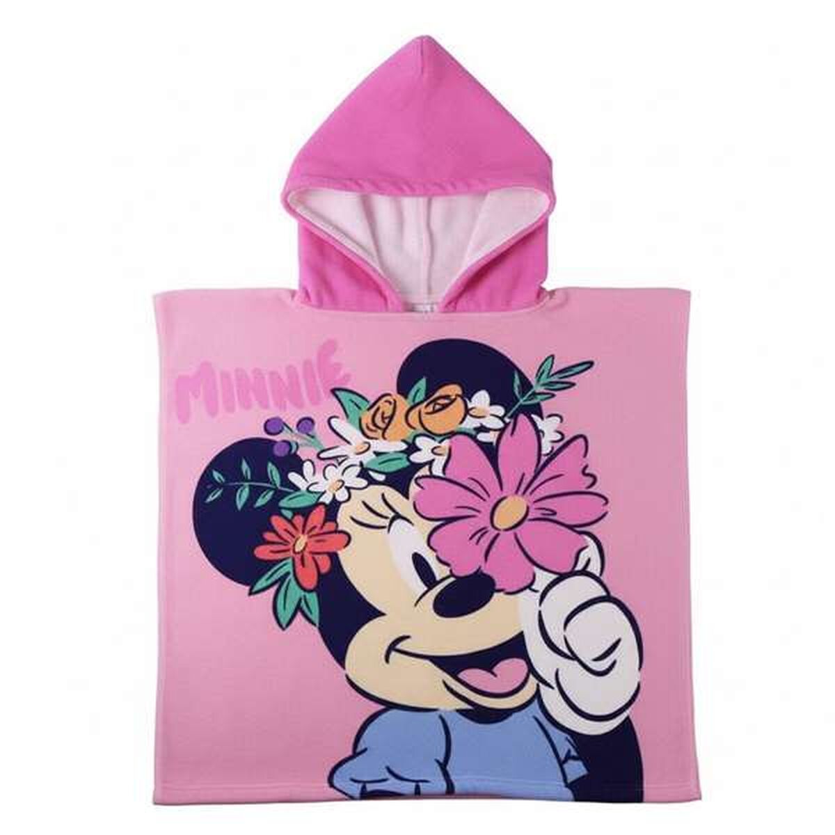 Poncho-Toalha com Capuz Minnie Mouse Cor de Rosa 55 x 77 cm