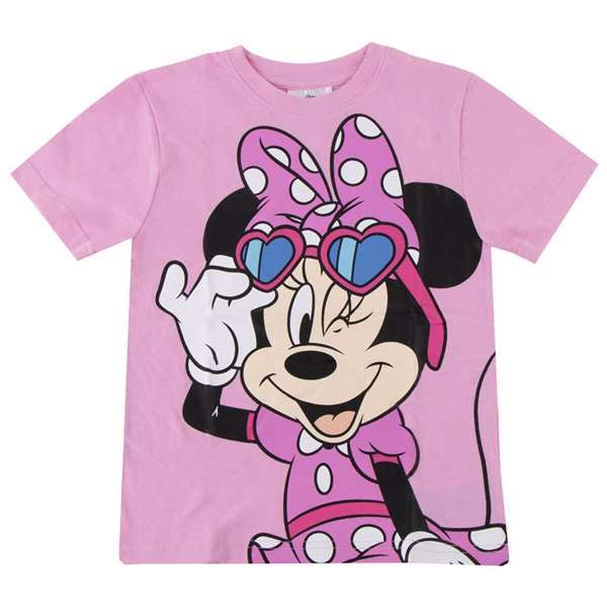 Camisola de Manga Curta Infantil Minnie Mouse Cor de Rosa
