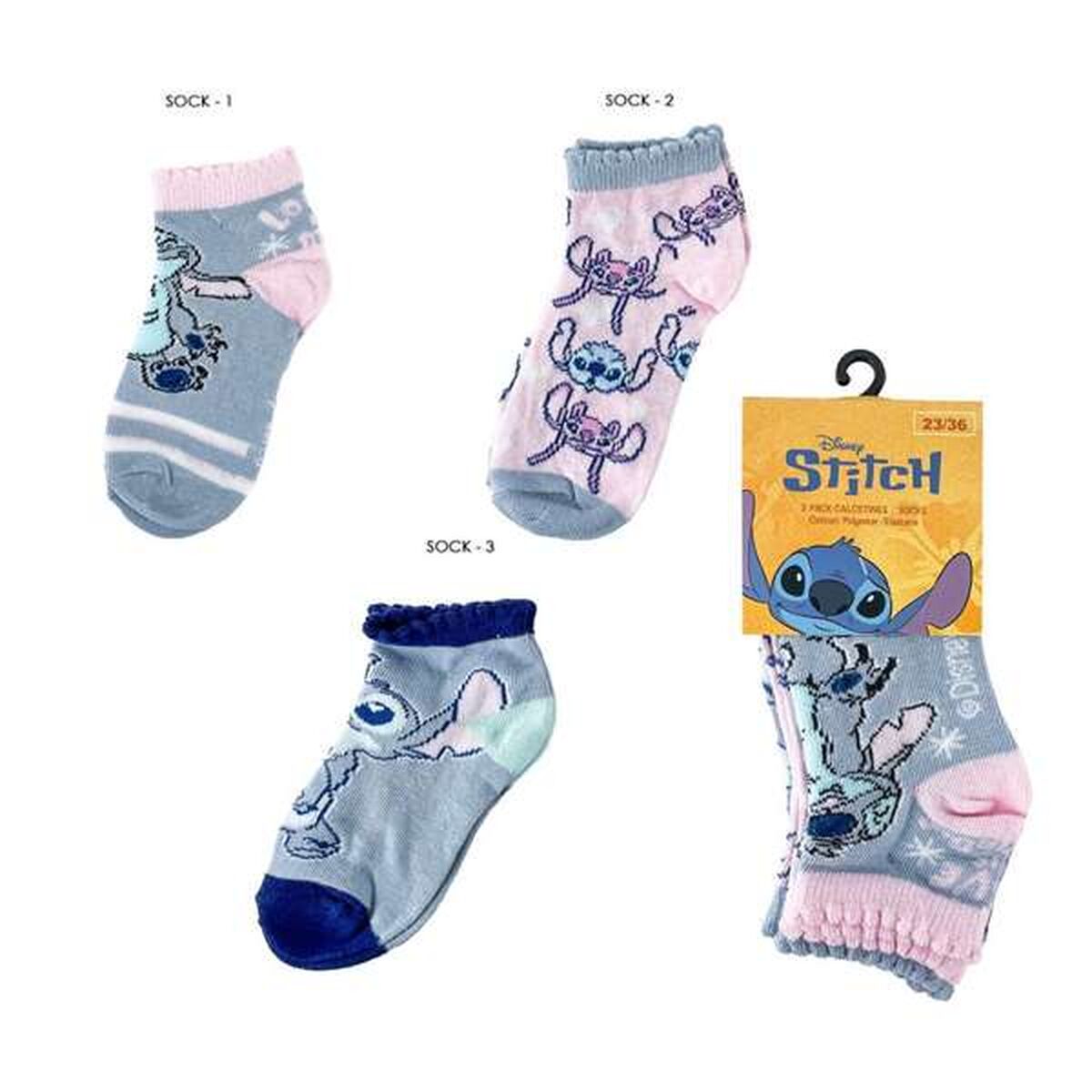 Meias Stitch Multicolor 3 pares