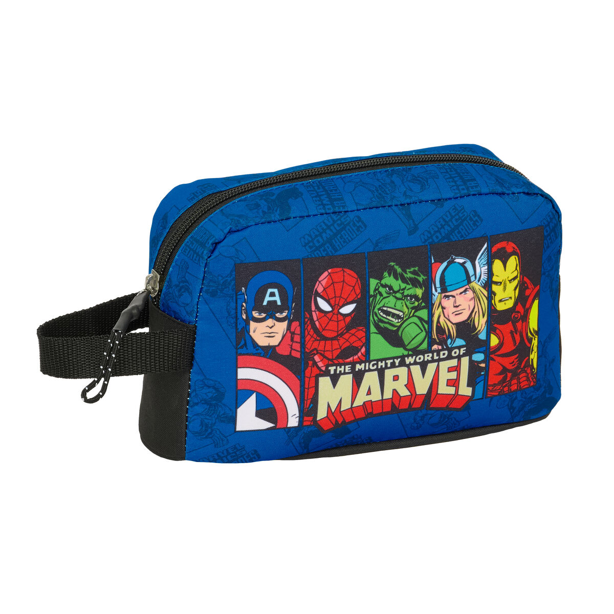 Porta-merendas Térmico The Avengers Azul Preto 21,5 x 12 x 6,5 cm
