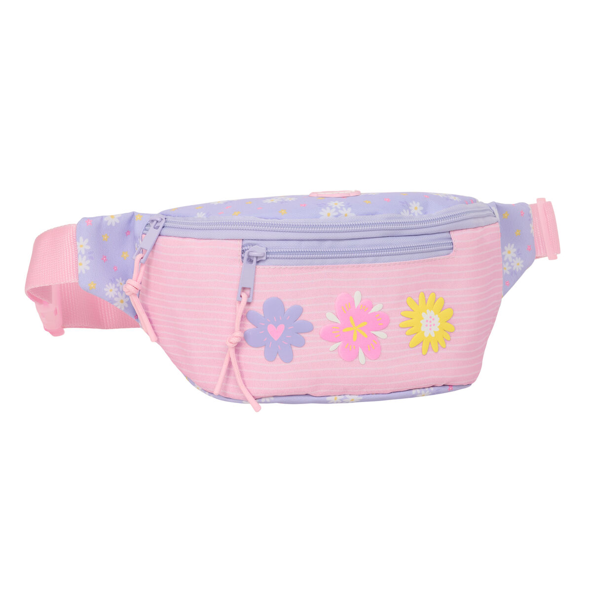 Bolsa de Cintura Safta Bouquet Cor de Rosa Lilás 23 x 12 x 9 cm