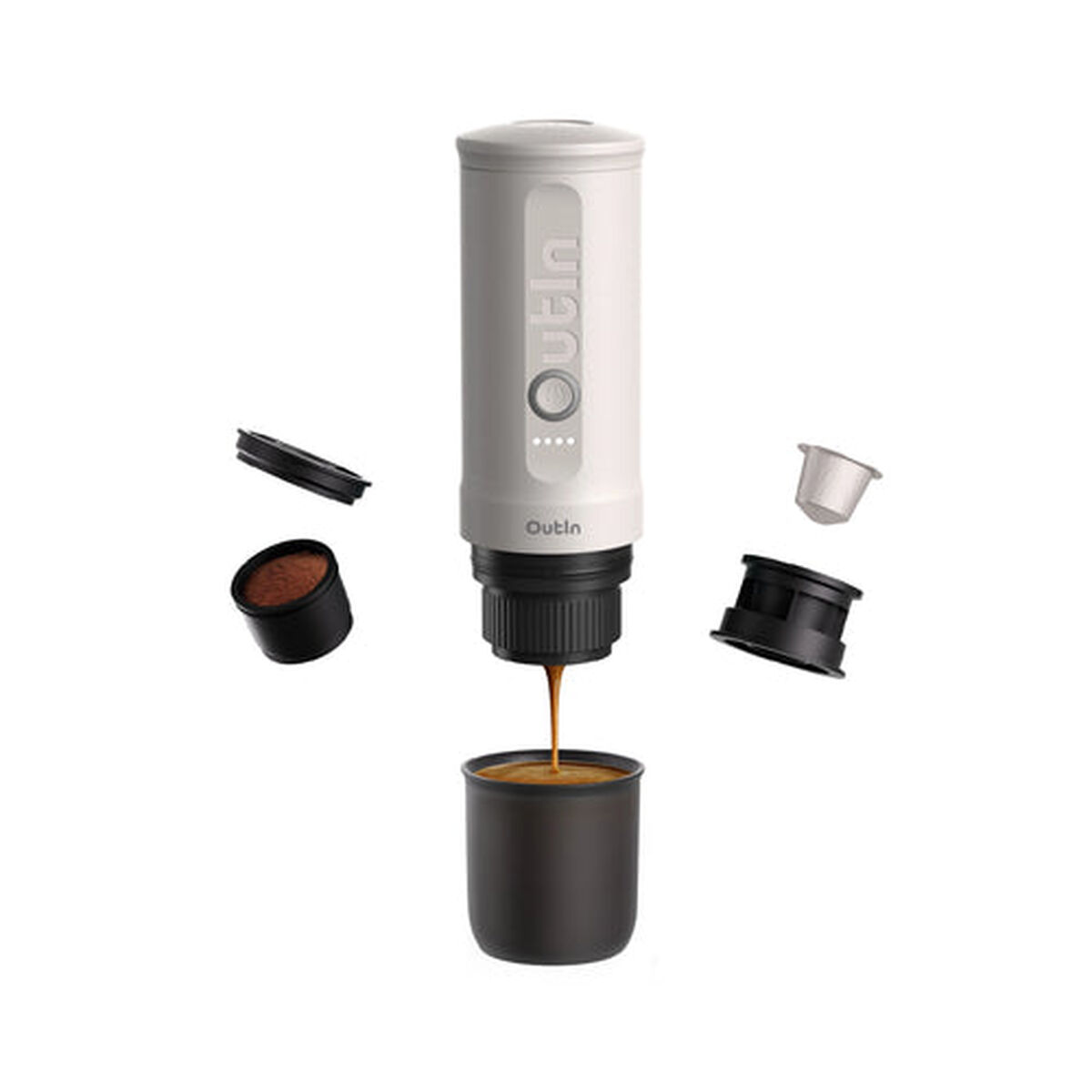 Cafeteira Portátil Outin OUTINWHITE Branco Aço inoxidável 50 ml 80 ml