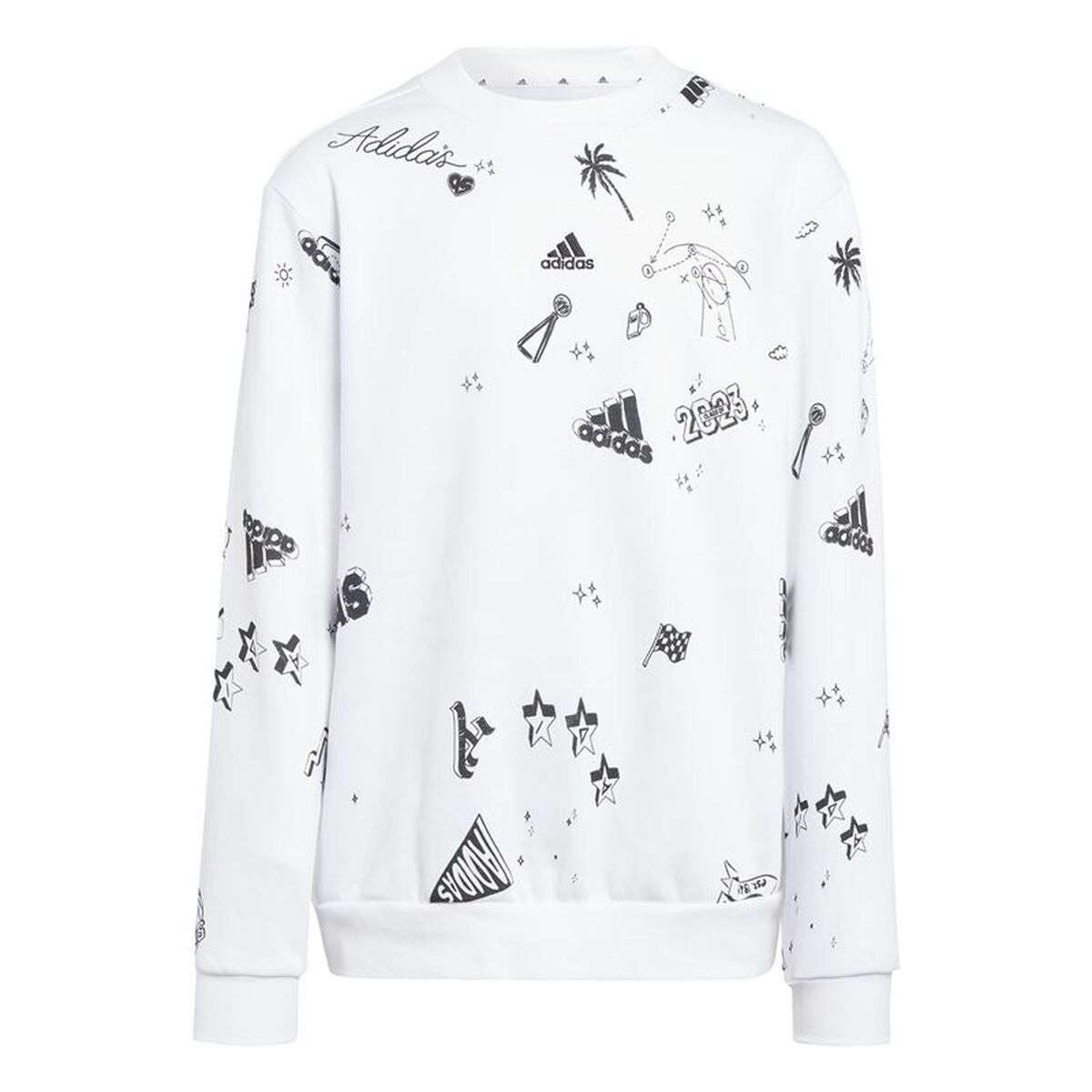 Camisola sem Capuz Menina Adidas Jg Bluv Q3Sweat Branco