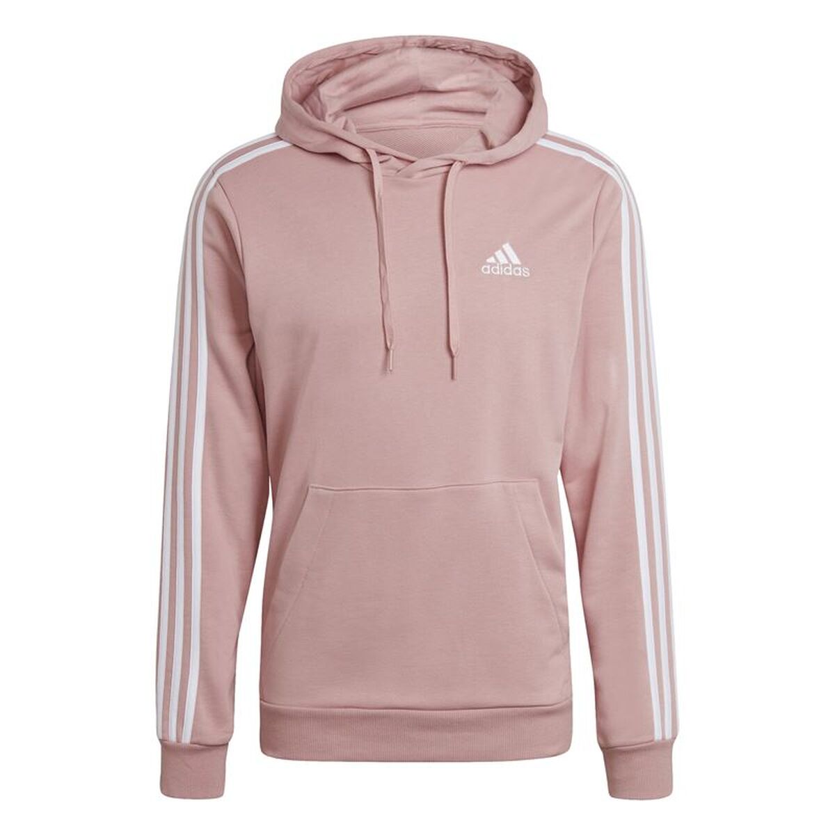 Polar com Capuz Homem Adidas Essentials 3 Bandas Rosa Claro