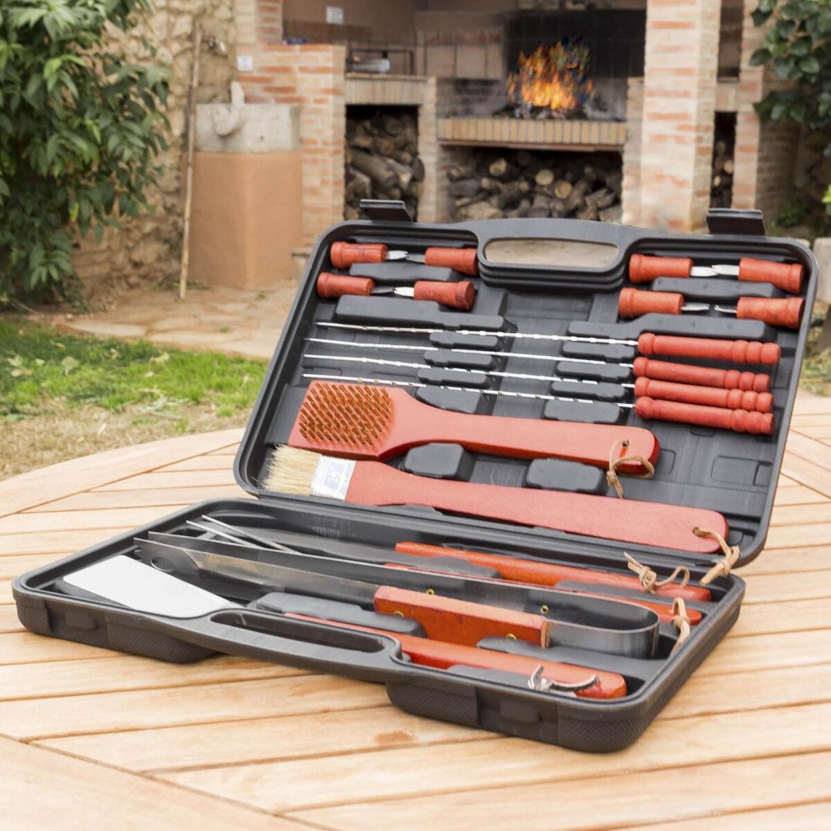 Maleta Grelhador InnovaGoods IG116868 Madeira Aço inoxidável 18 Peças (Recondicionado A)