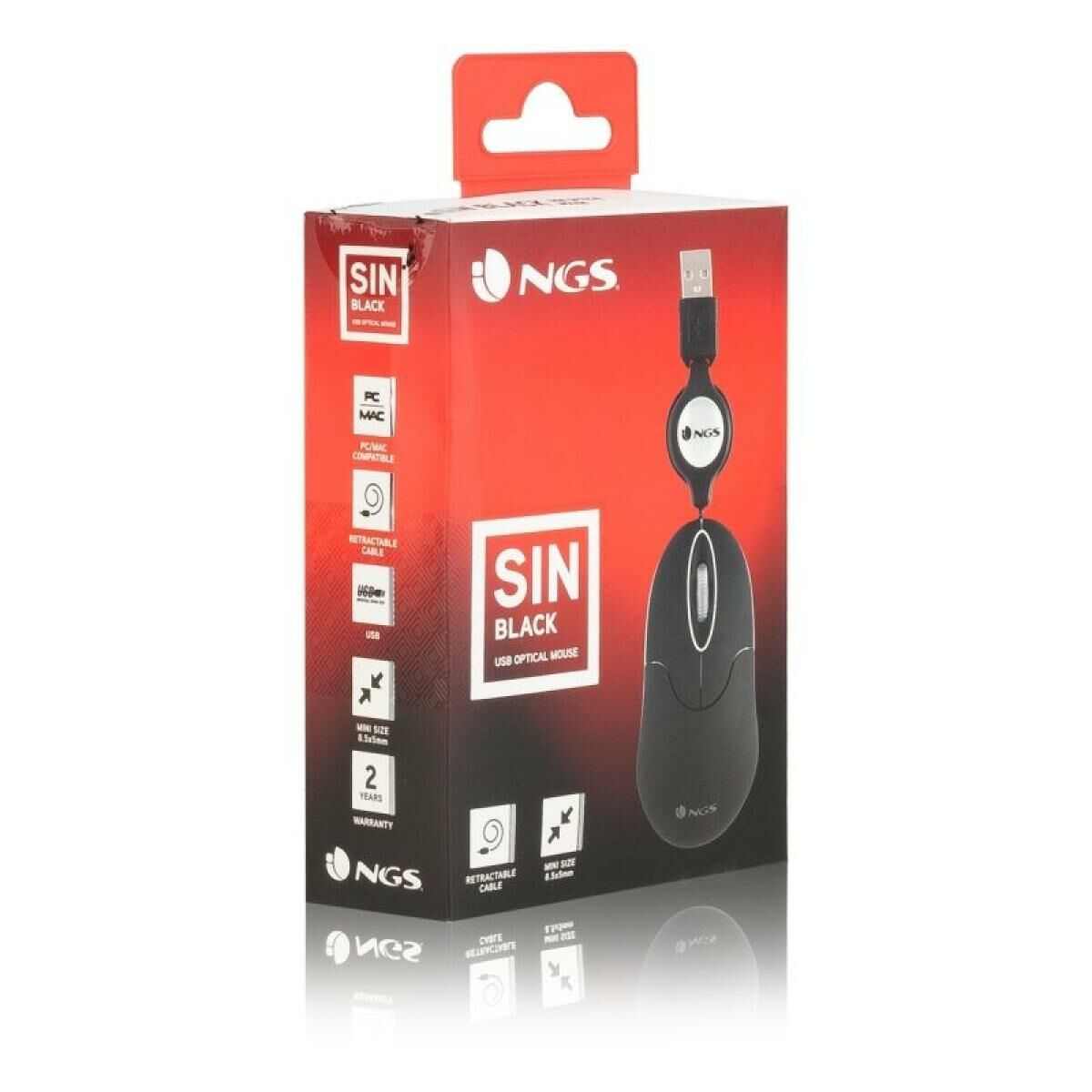 Rato Ótico Retrátil NGS SINBLACK Preto