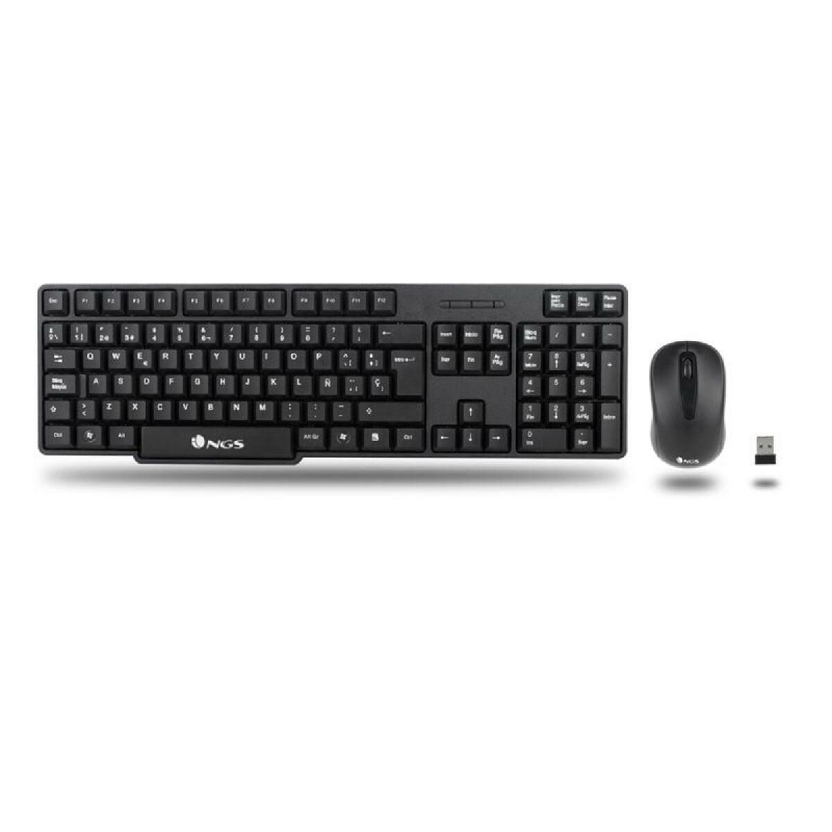 Teclado e Rato NGS EUPHORIA KIT Preto QWERTY Qwerty US Sem Fios